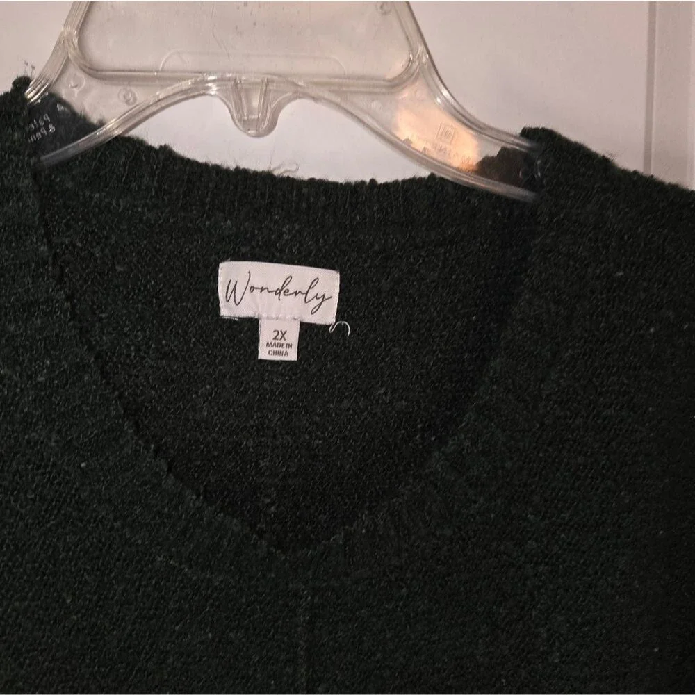 Wonderly Oversized Chunky Hunter Green Fuzzy Sweater - Picture 4 of 8